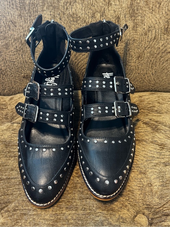 Corkys Shoes - Corkys Black Studded Triple-Buckle Flats